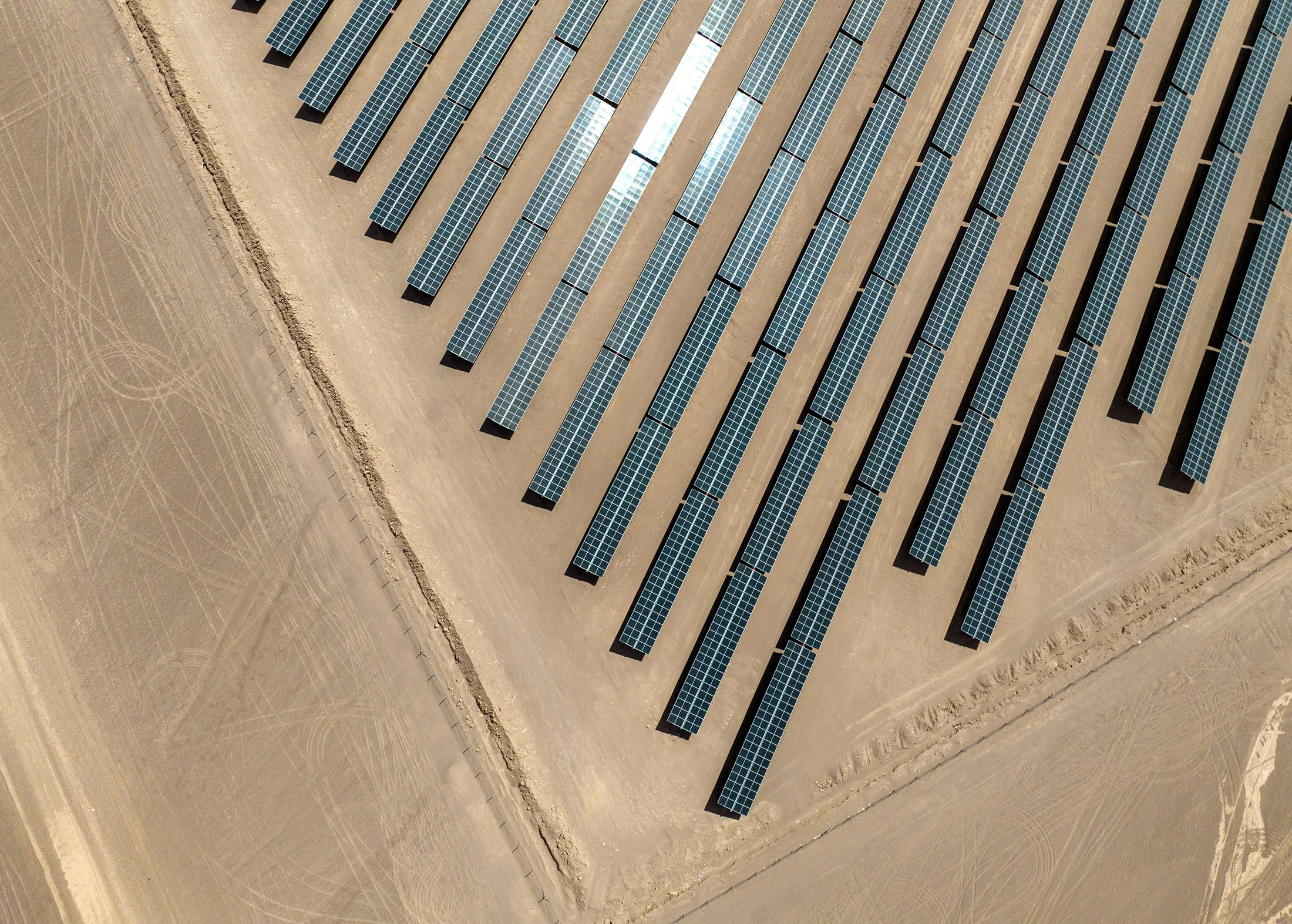 A solar farm project in the Atacama Desert, near Calama, Chile.