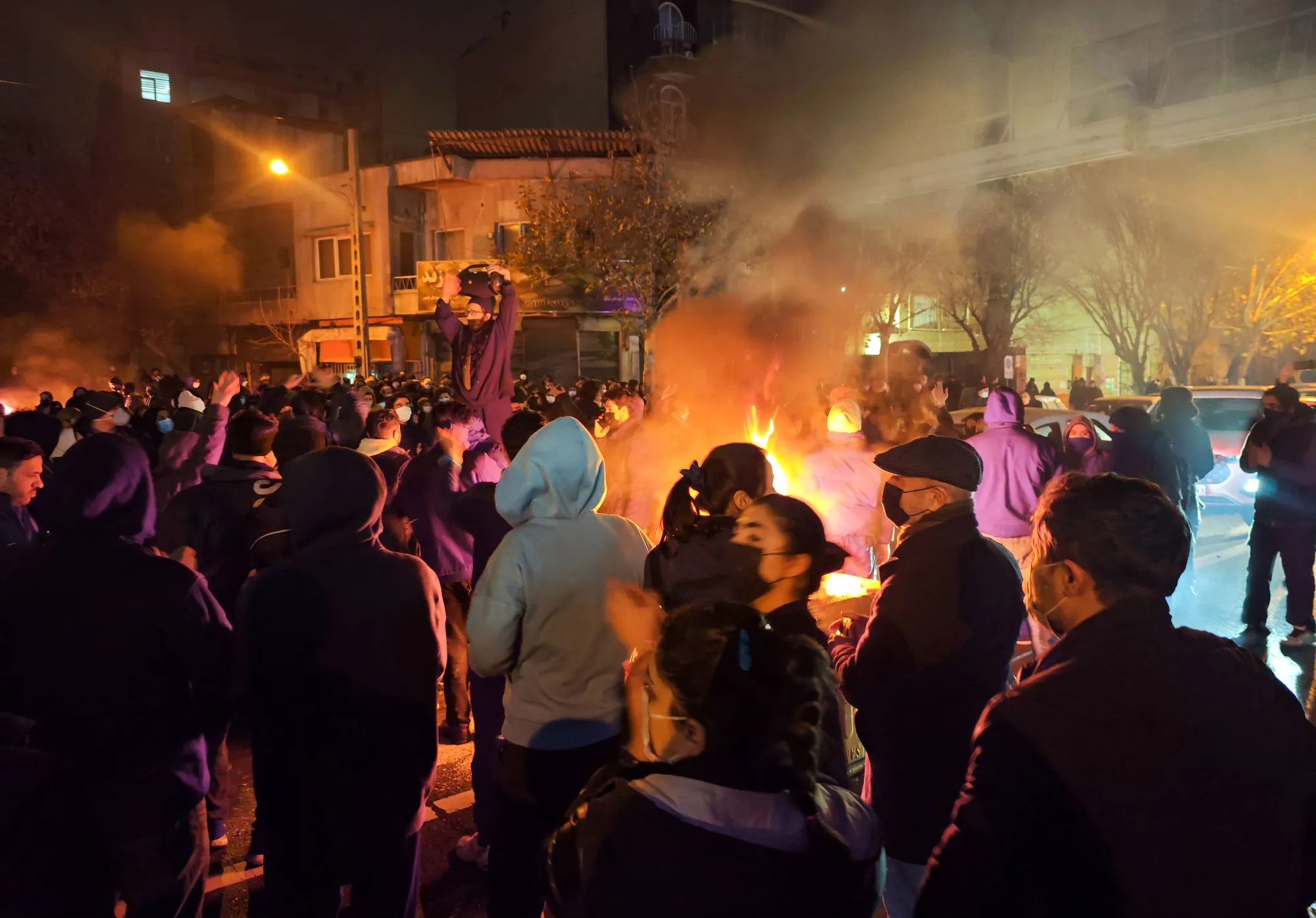 Iranians protest in Tehran&nbsp;on Jan. 8.