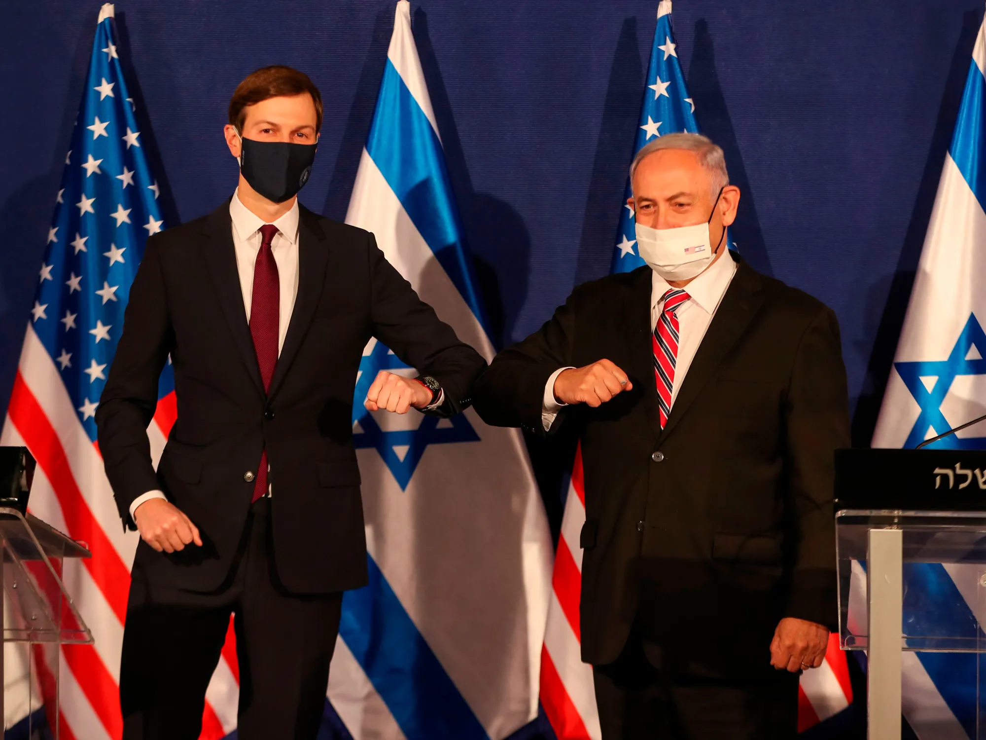 Jared Kushner, left, and&nbsp;Benjamin Netanyahu attend a news&nbsp;in Jerusalem on Dec. 21.