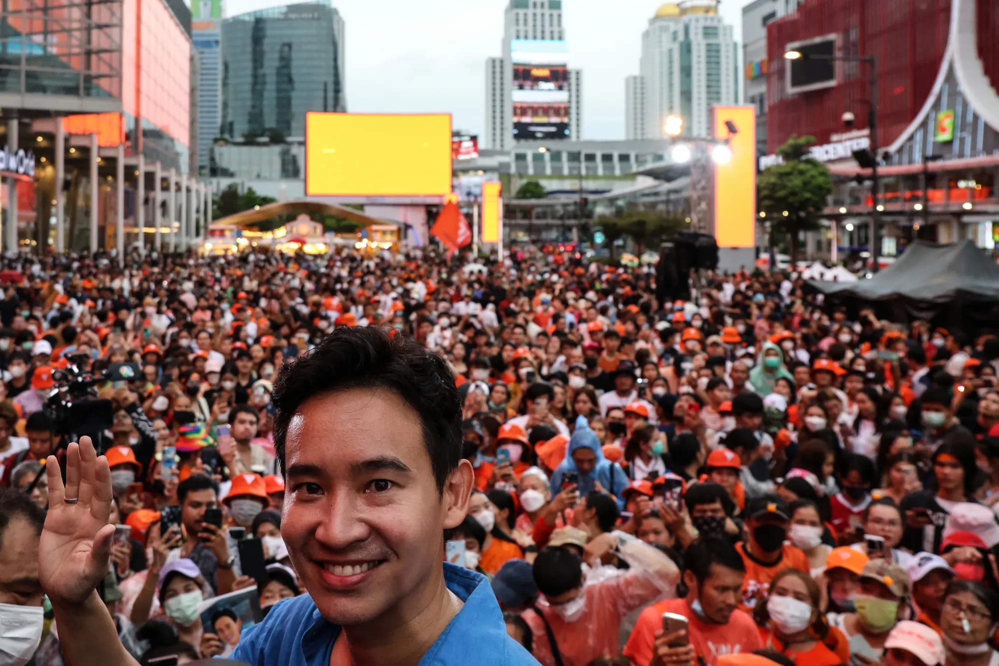Pita Limjaroenrat during a rally in Bangkok, Thailand, on July 9.