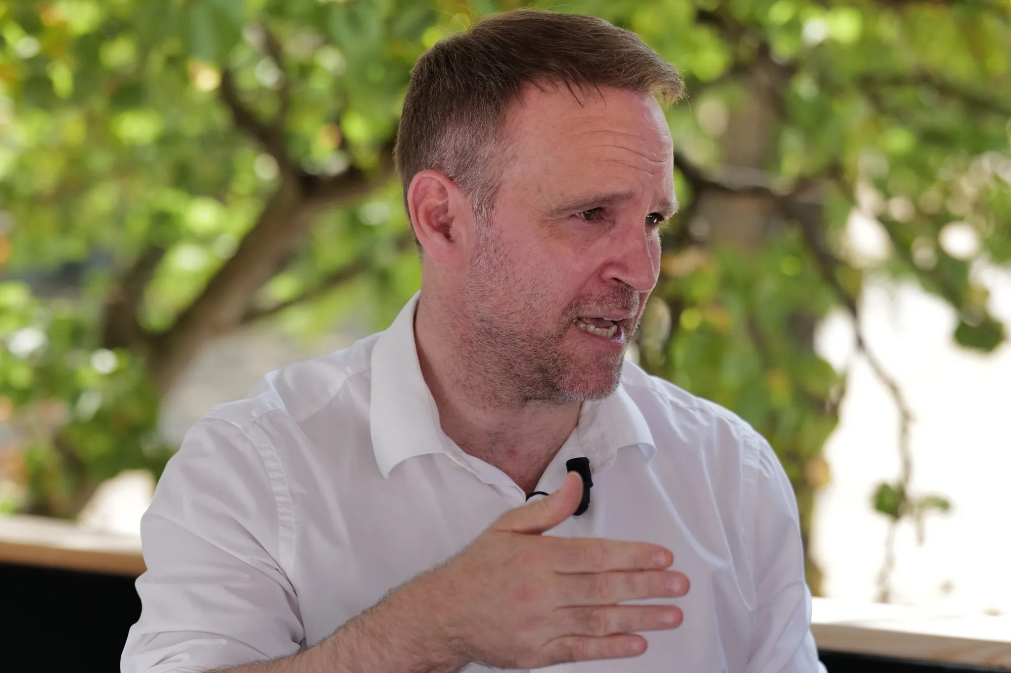 Marc Ferracci during an interview at Les Rencontres Economiques conference in Aix-en-Provence, on July 4.