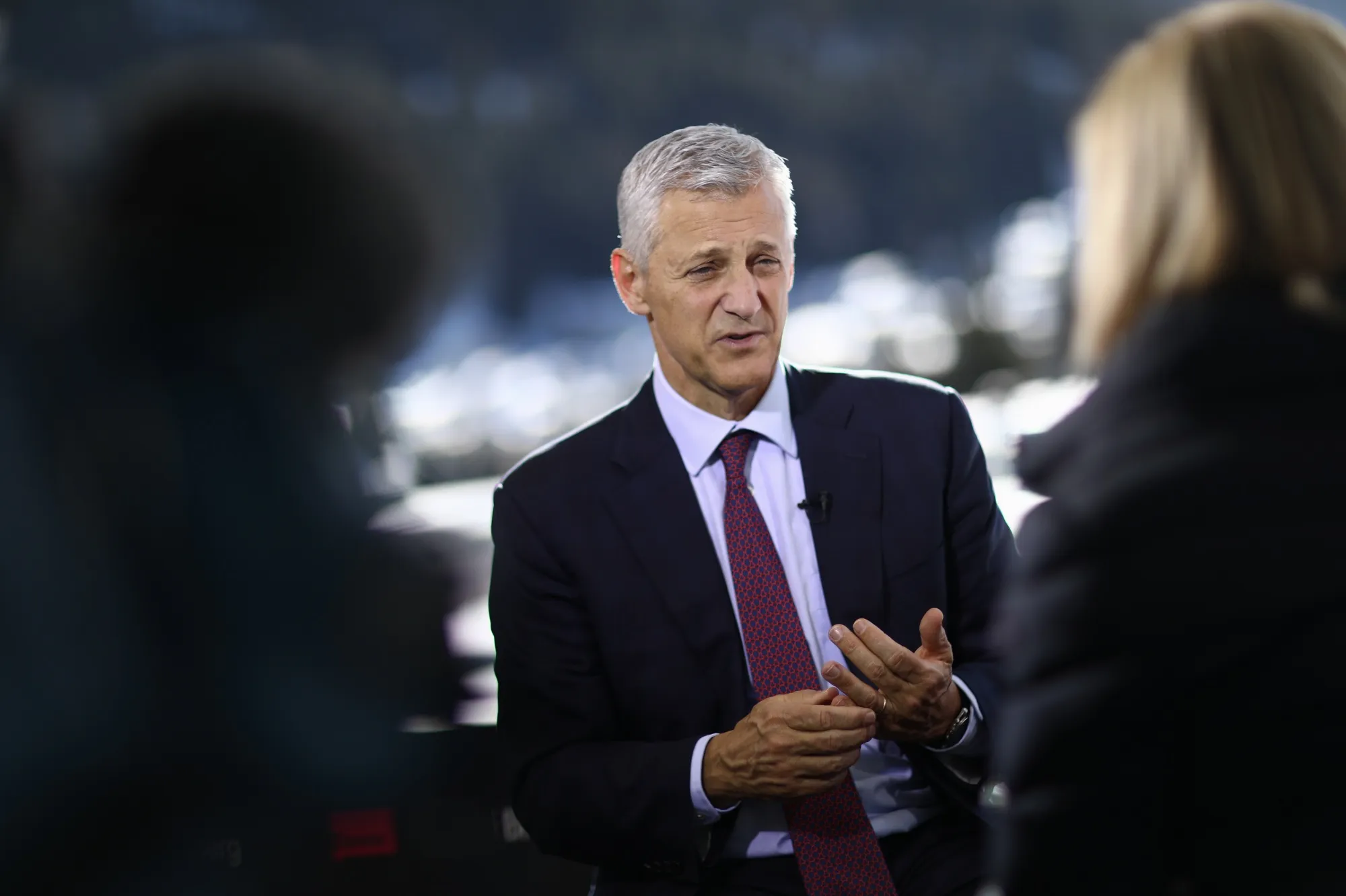 Bill Winters, chief executive officer of Standard Chartered Plc, gestures as he speaks during a Bloomberg Television interview.