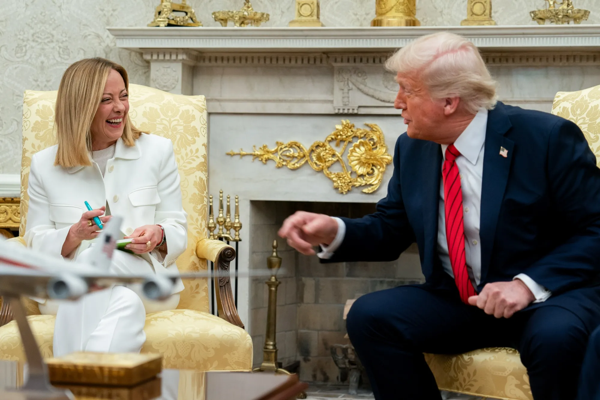 Giorgia Meloni and President Donald Trump in Washington, DC, in April 2025.