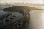 The San Francisco-Oakland Bay Bridge.