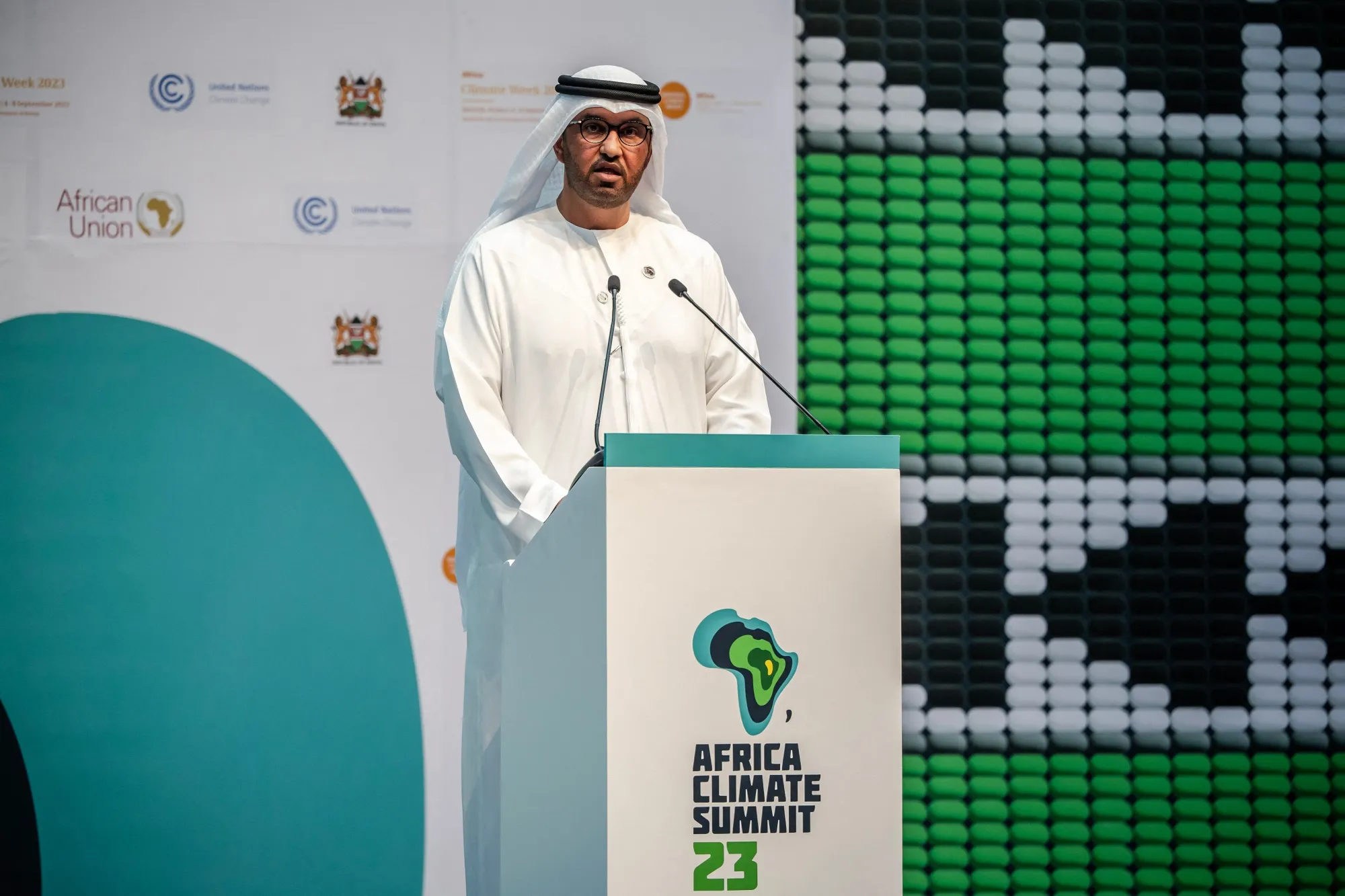 United Arab Emirates Minister&nbsp;of Industry and Advanced Technology Sultan Ahmed Al-Jabber at the Africa Climate Summit in Nairobi, Kenya, on Sept. 5, 2023.