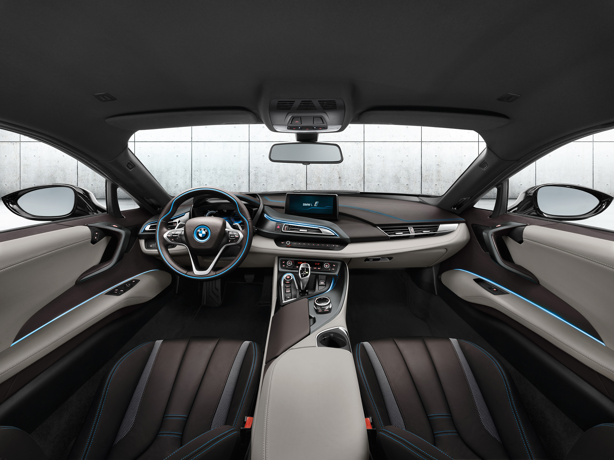 The tailor-made Louis Vuitton luggage set for the BMW i8 made from
