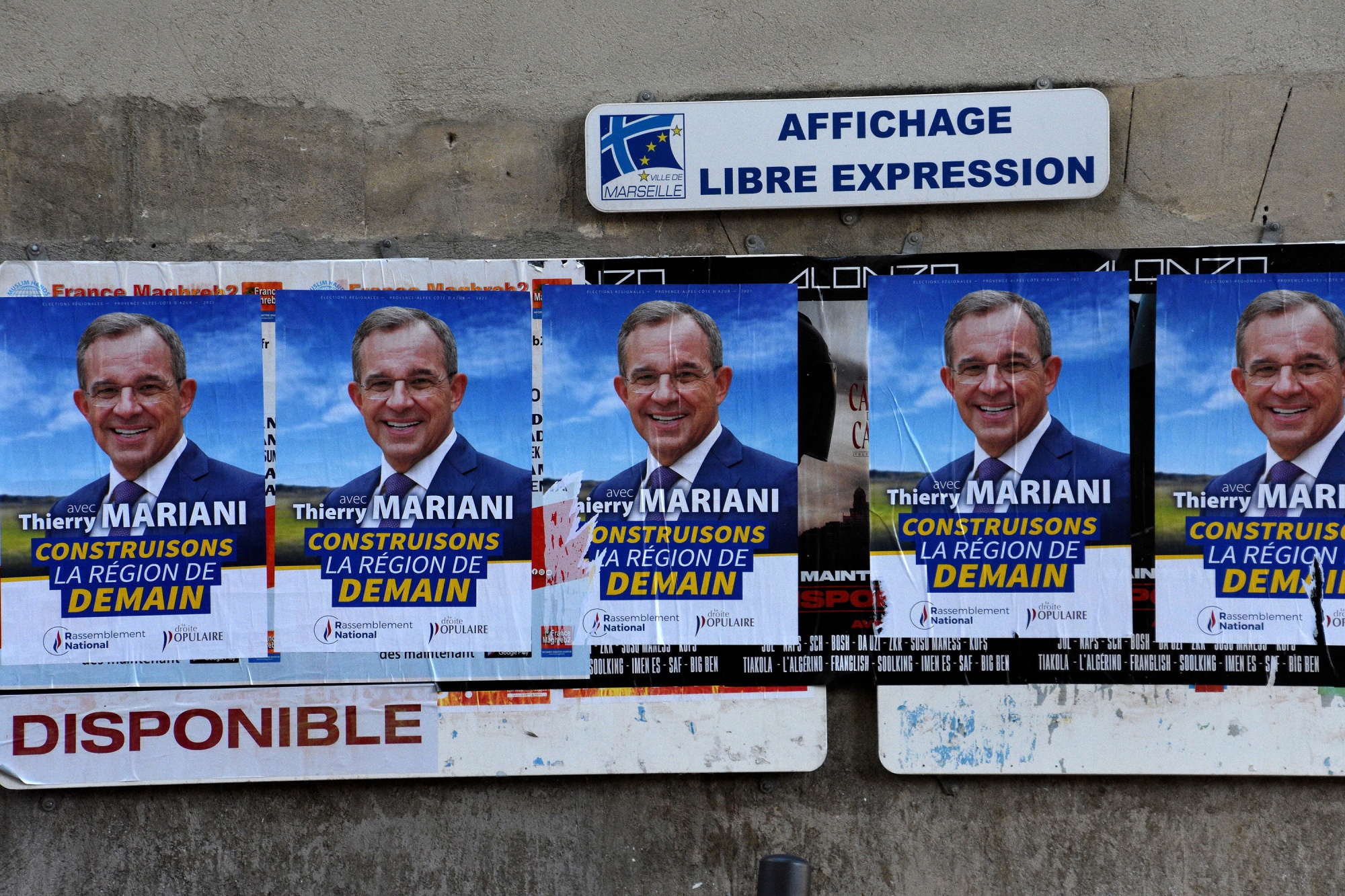 Posters of Thierry Mariani in Marseille, France.&nbsp;