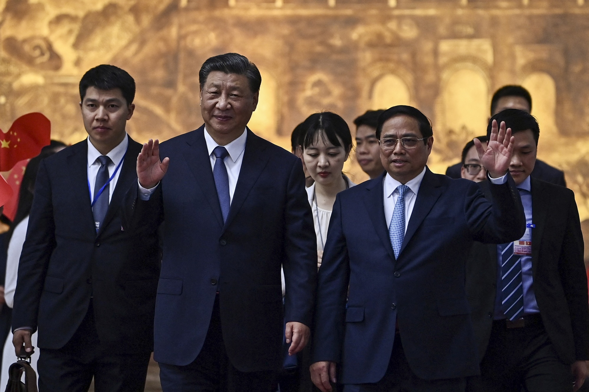 China’s President Xi Jinping and Vietnam’s Prime Minister&nbsp;Pham Minh Chinh this week in Hanoi.
