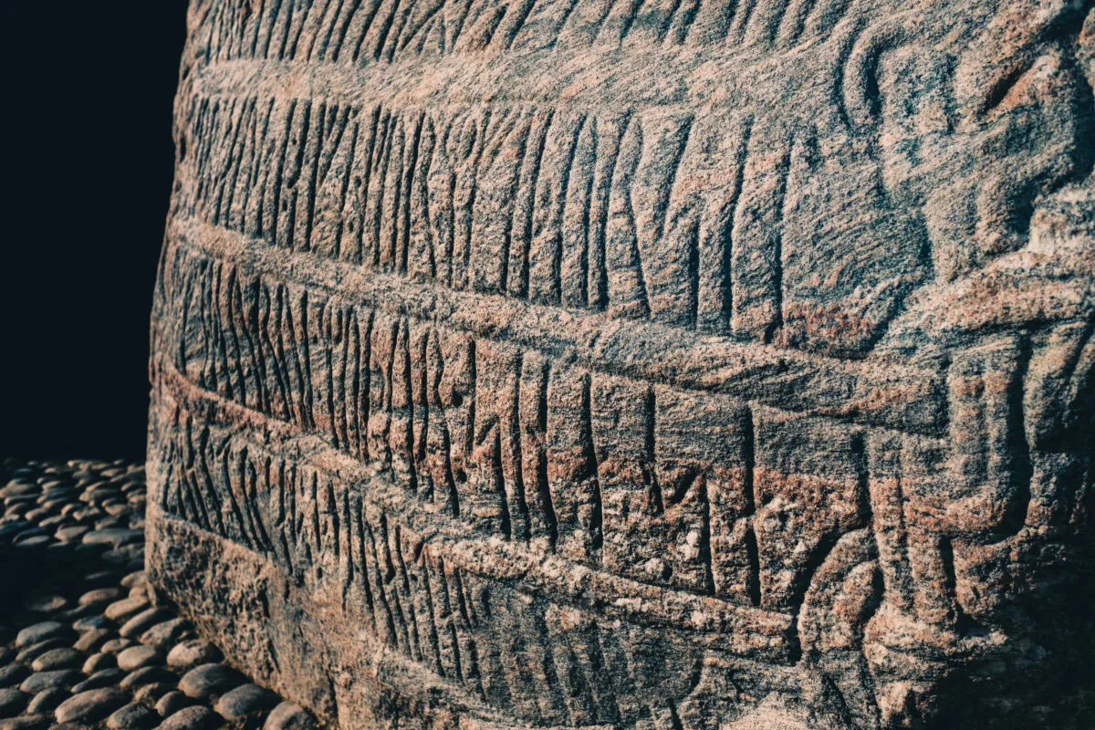 Viking runes on a Jelling Stone.