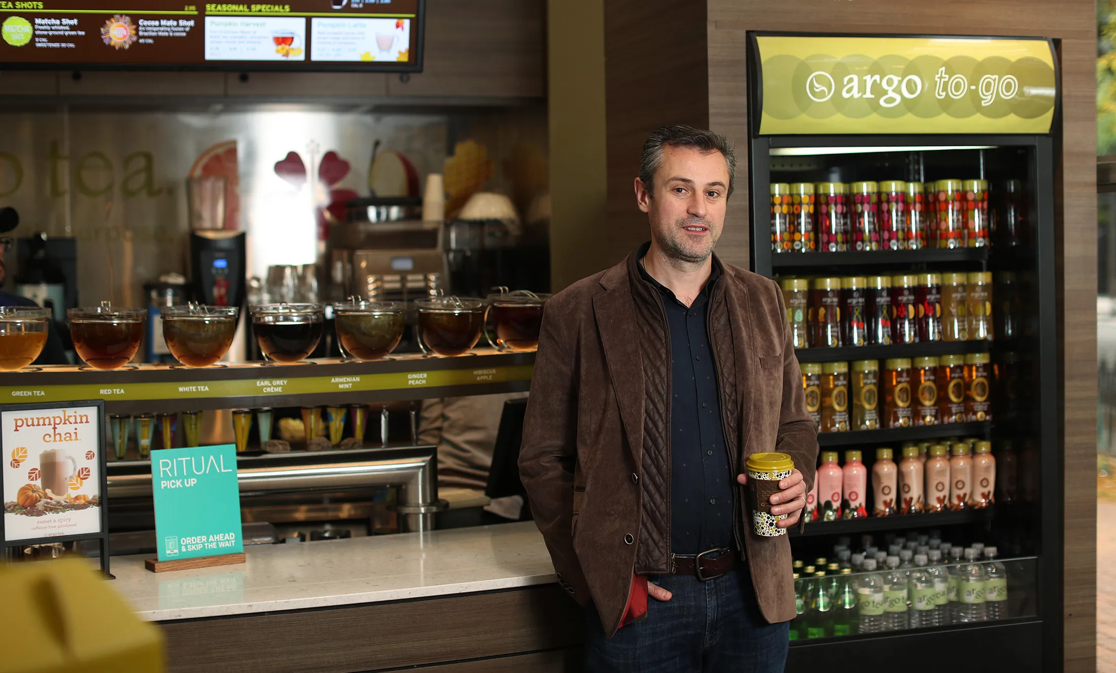 Avakian in 2017 at an Argo Tea shop in Chicago.