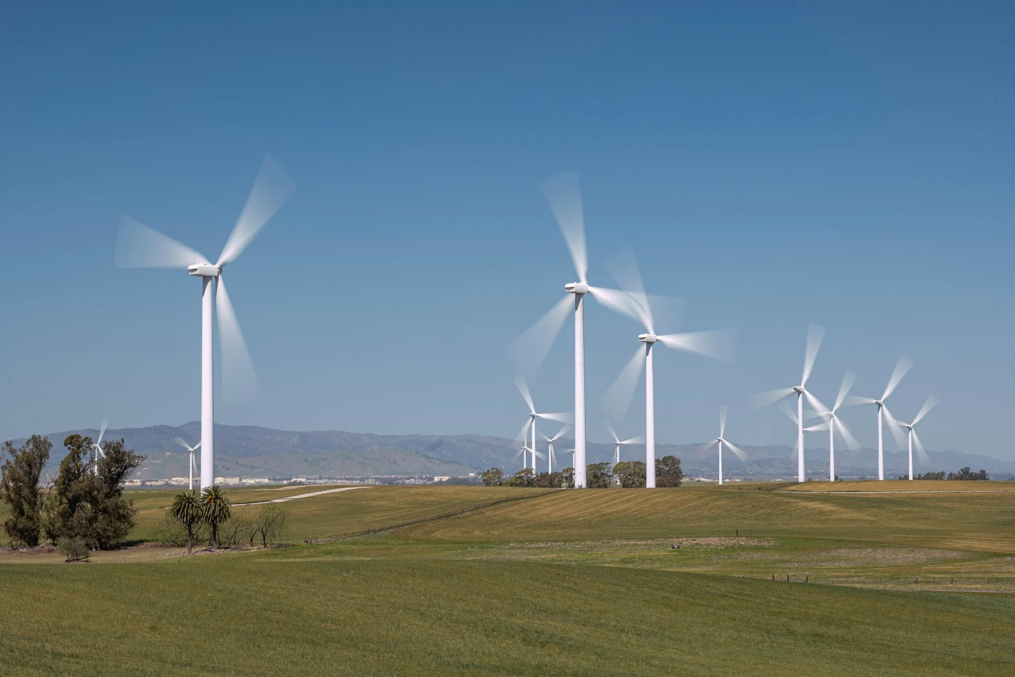 Turbines at a wind farm&nbsp;in Rio Vista, California.