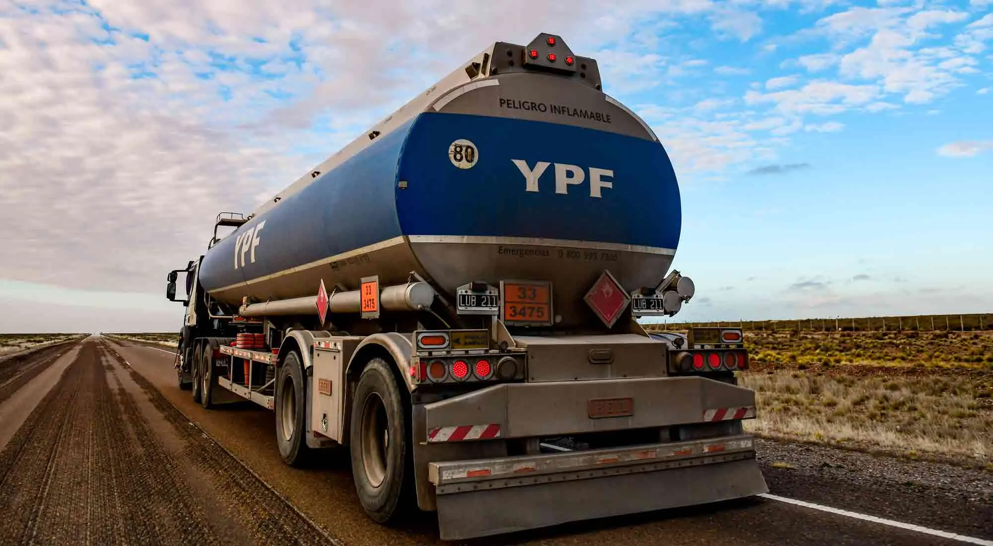 View of a tank truck of Argentinian state-run energy company YPF.