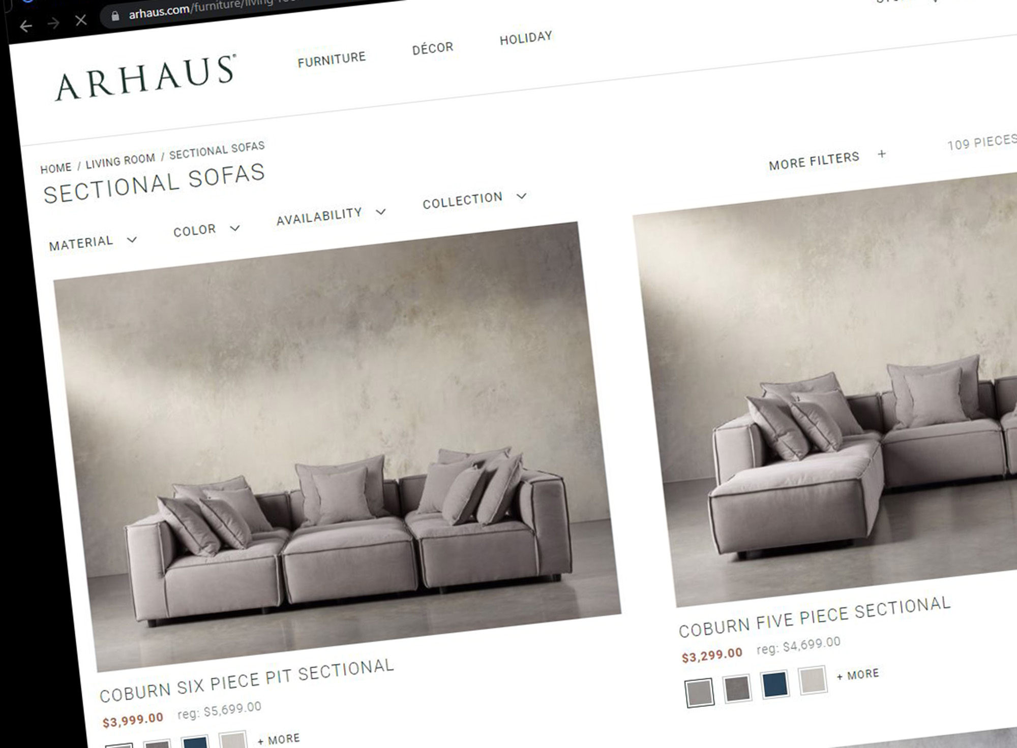 Arhaus store furniture website