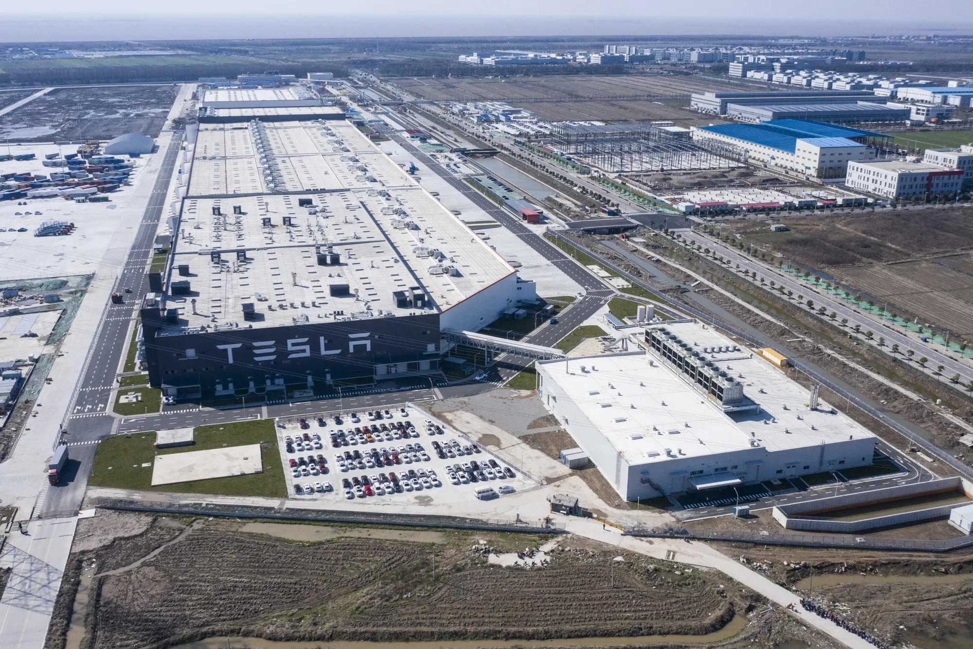 Tesla’s gigafactory in Shanghai in February.