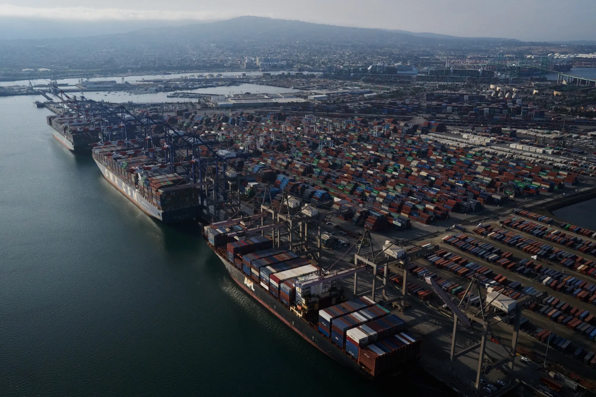 Container ships at the Port of Los Angeles.