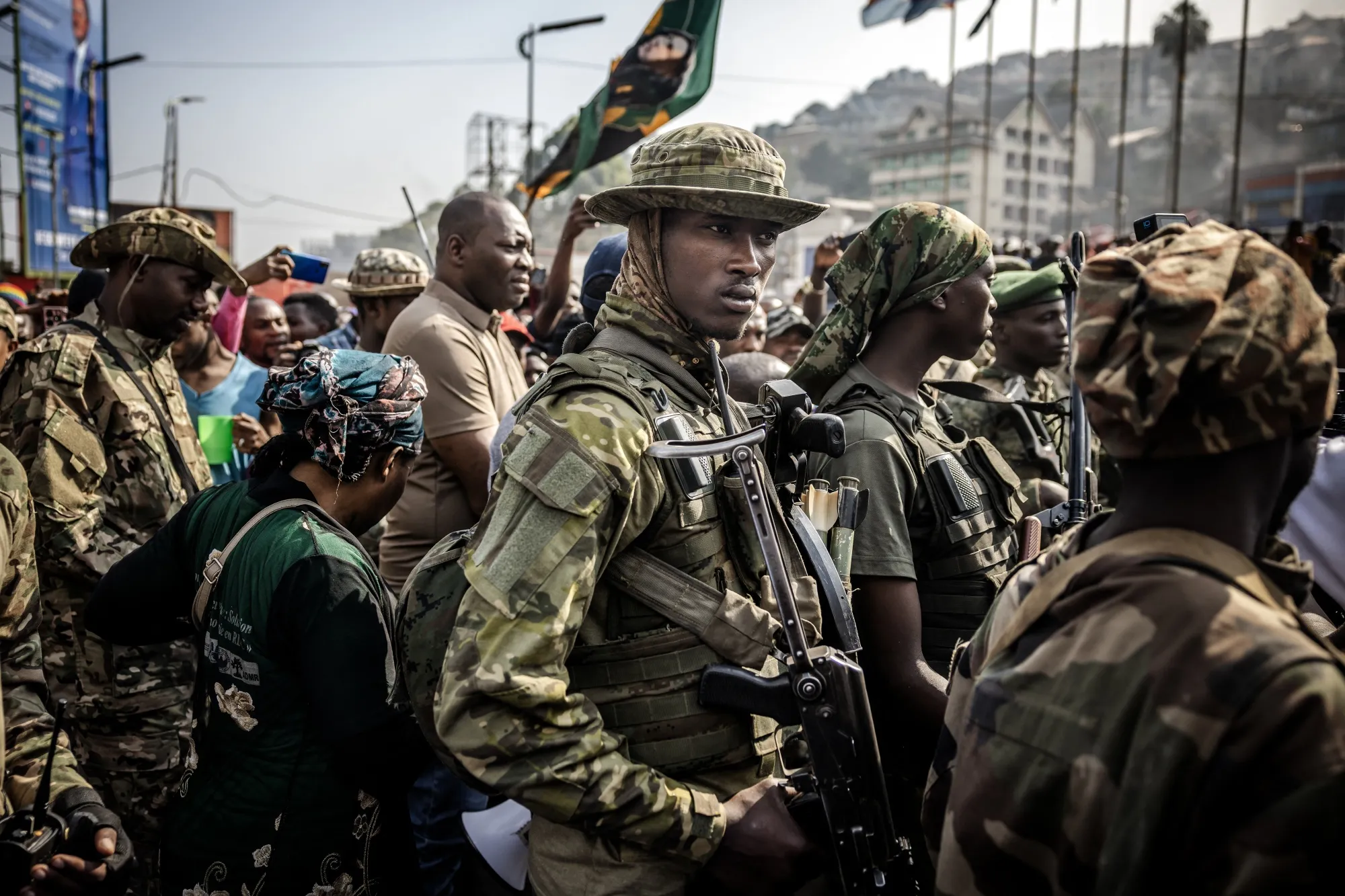 Members of the M23 rebel group&nbsp;in Bukavu, Democratic Republic of the Congo, on Feb. 20.