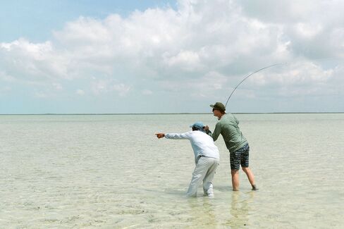 A top guide like Ronnie Bain can spot a bonefish at 40 feet or more.