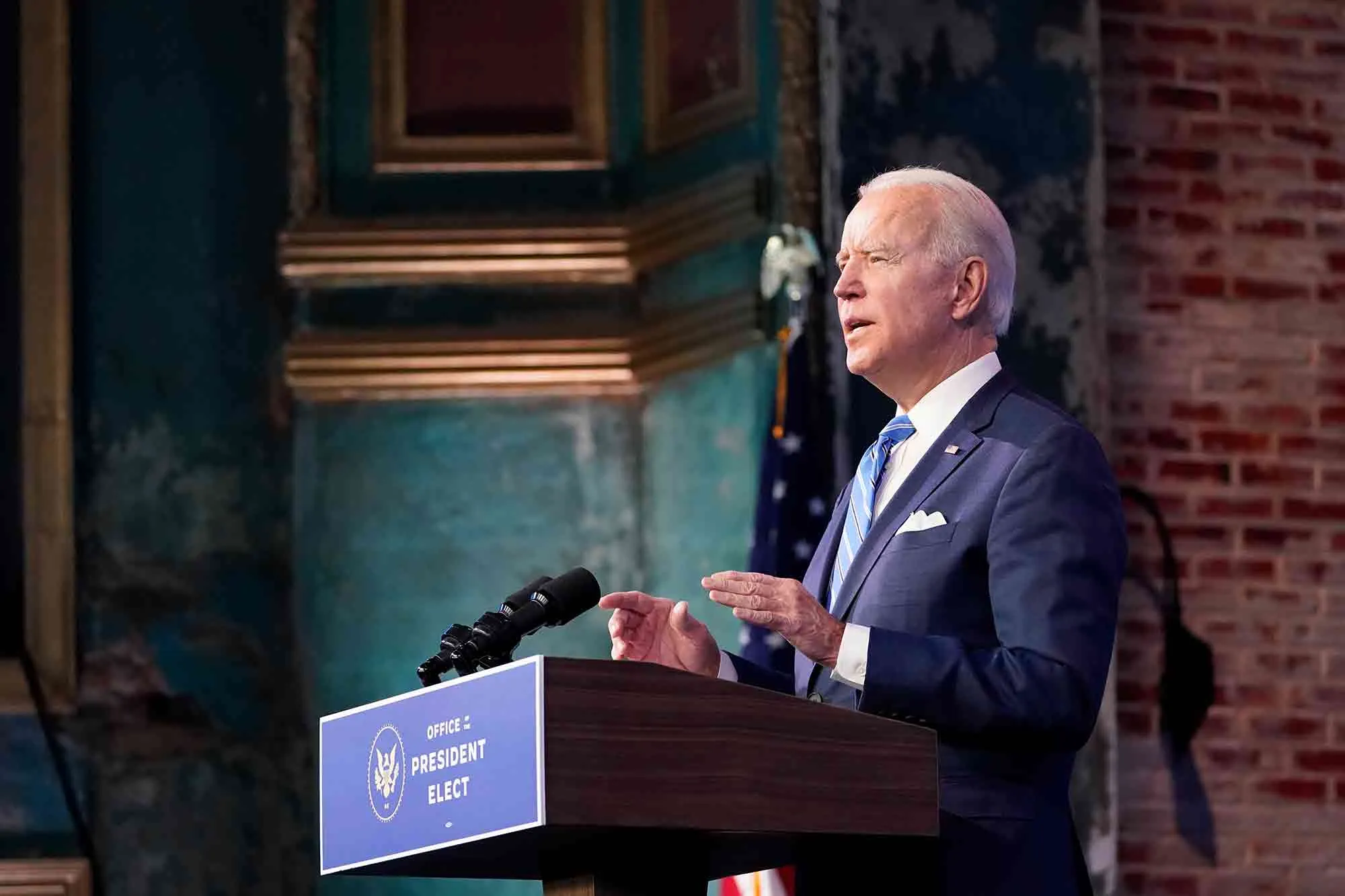 &nbsp;Joe Biden announces his $1.9 trillion stimulus plan, in Wilmington, Delaware, on Jan. 14.