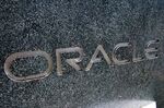 The Oracle Corp. logo is seen on a sign in Redwood City, California.