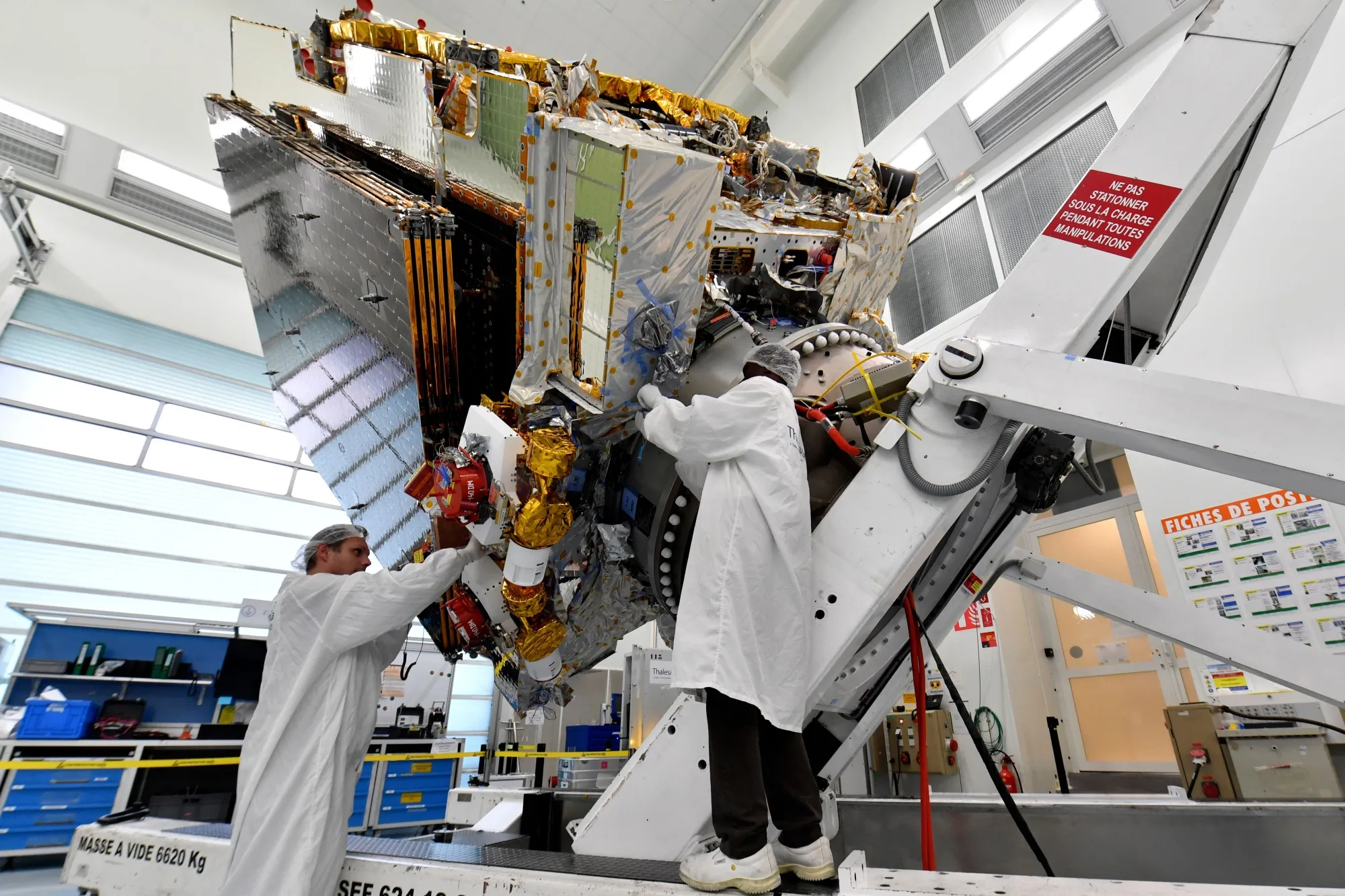 Engineers work on an Eutelsat&nbsp;Satellite.
