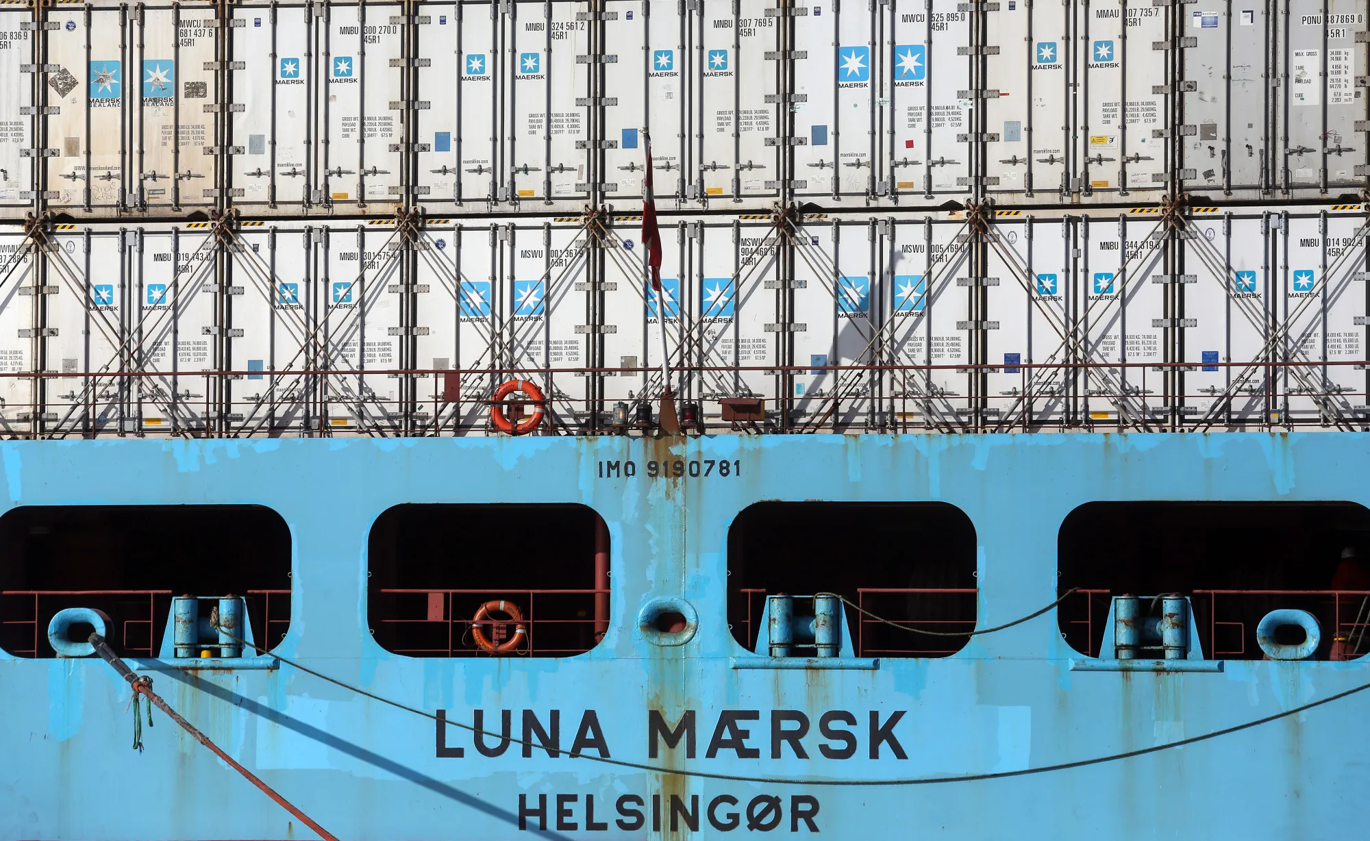 Maersk transports about 15% of the world’s containers at sea.