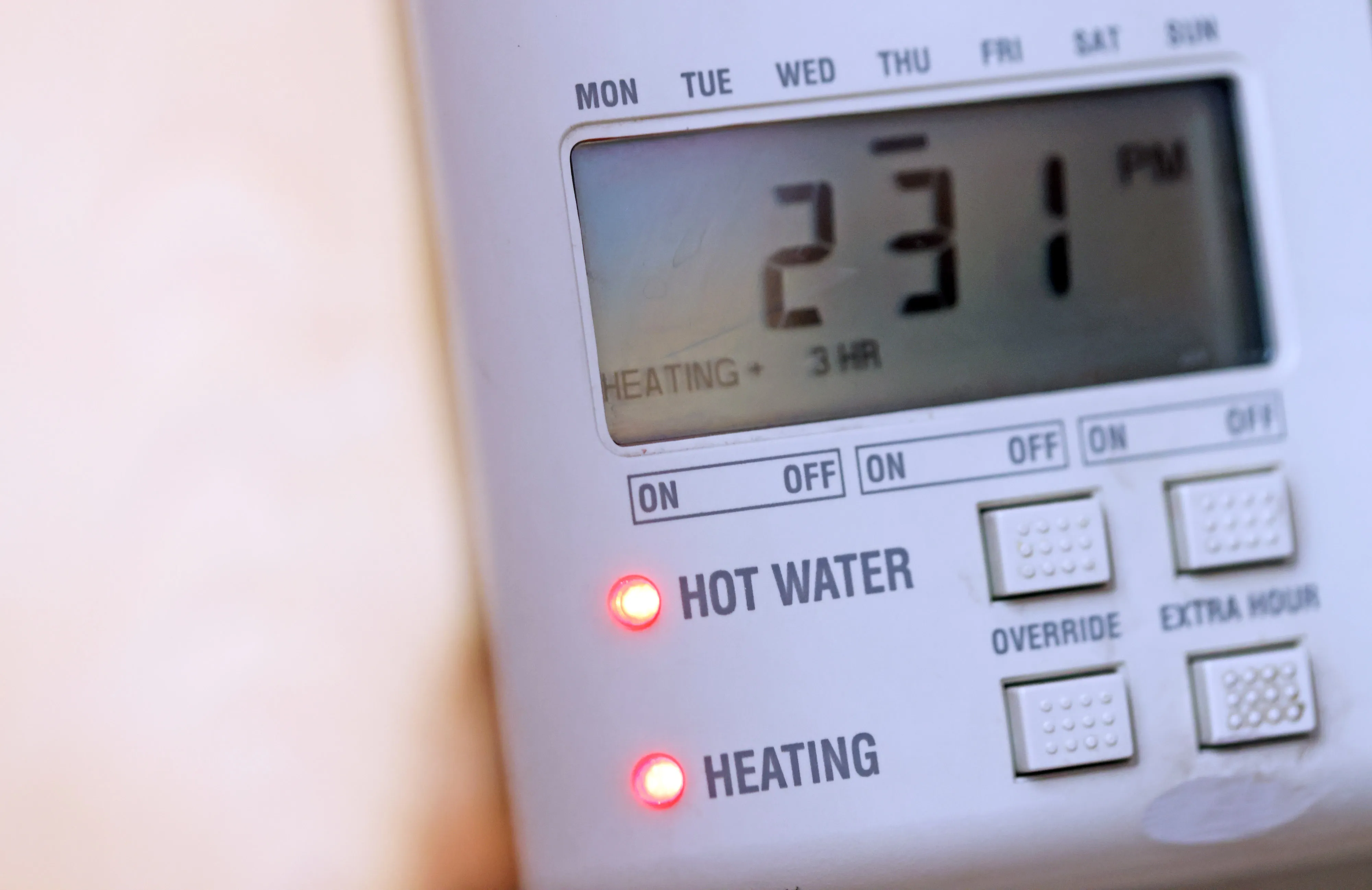 A hot water and heating control panel inside a&nbsp;home in Danbury, UK.