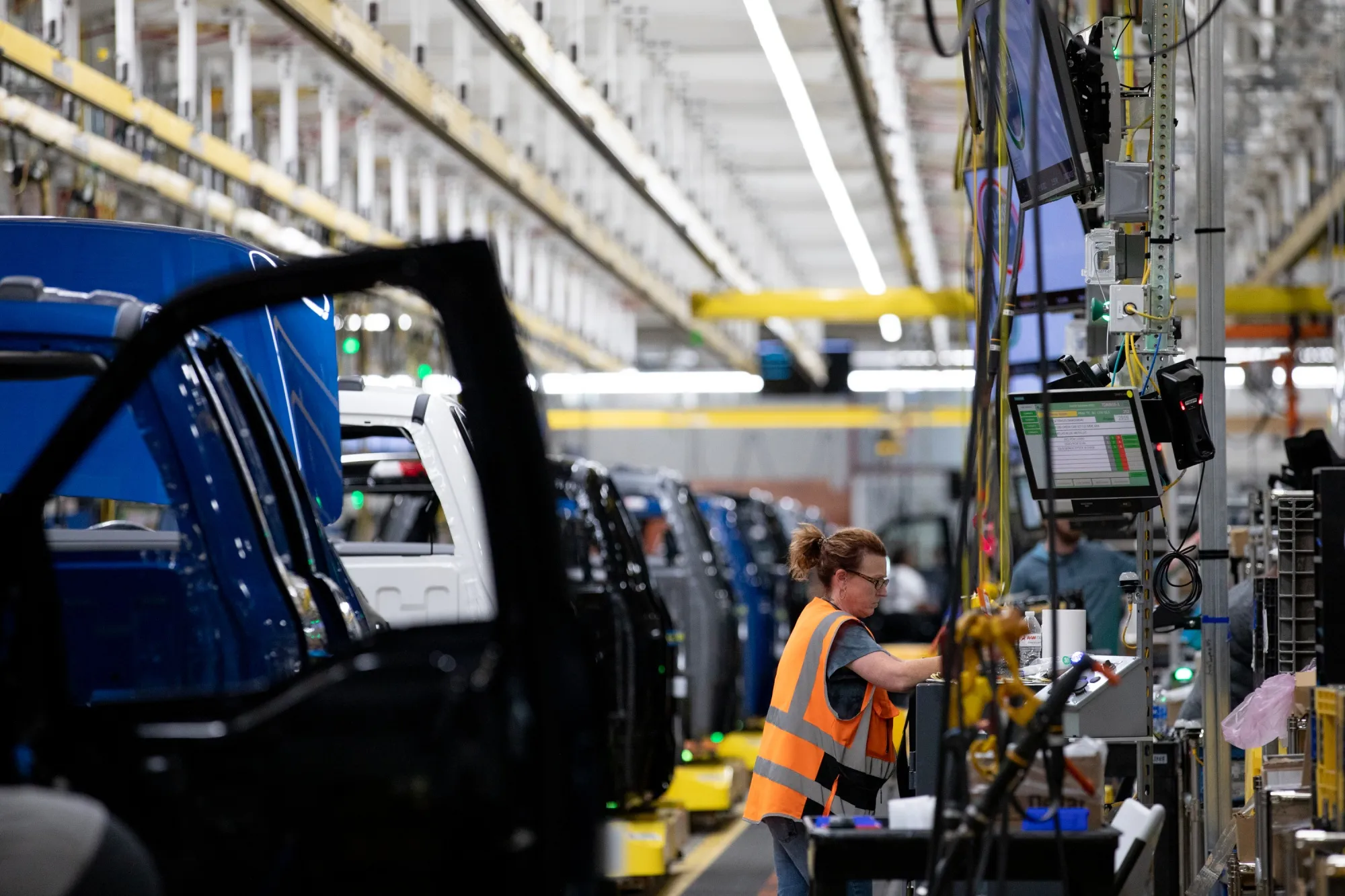 A Ford production line in Dearborn, Michigan, US.