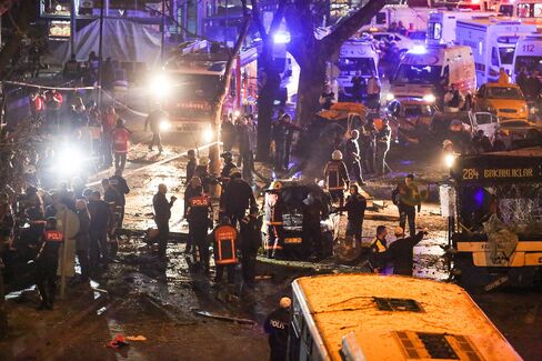 Site of the explosion in Ankara's central Kizilay district on March 13.