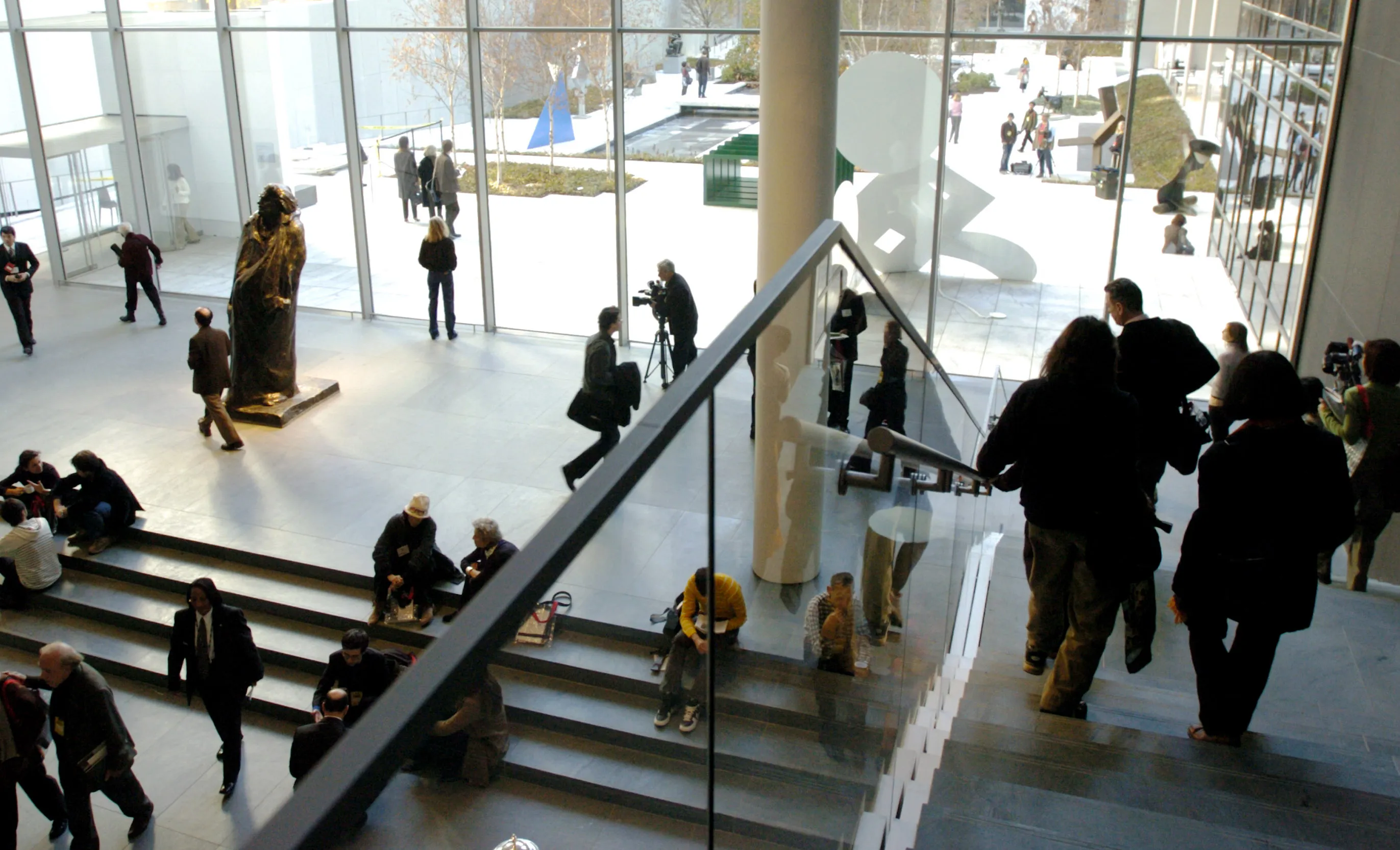 The ground floor and outdoor sculpture garden at the newly renovated Museum of Modern Art in New York.
