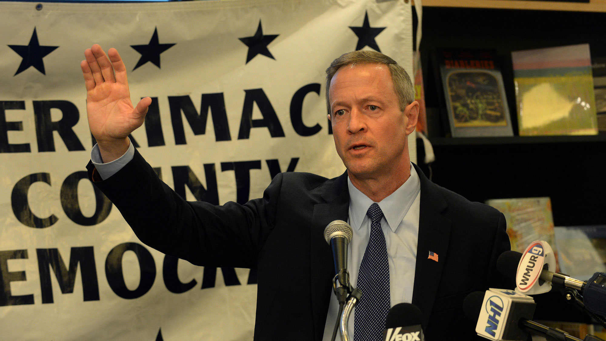 Former Maryland Governor Martin O'Malley speaks at a Democratic fundraiser at Gibson's Bookstore and True Brew Cafe March 6, 2015 in Concord, New Hampshire.

