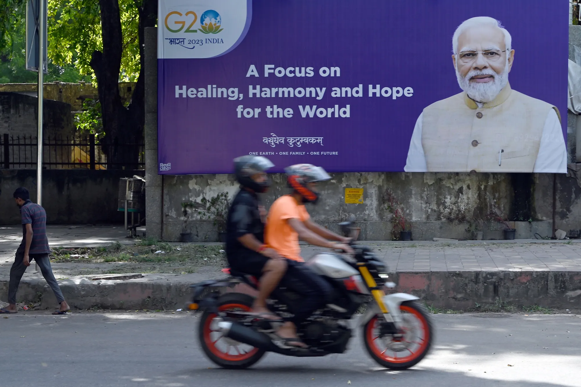 A billboard of Narendra Modi ahead of the G20 in New Delhi.
