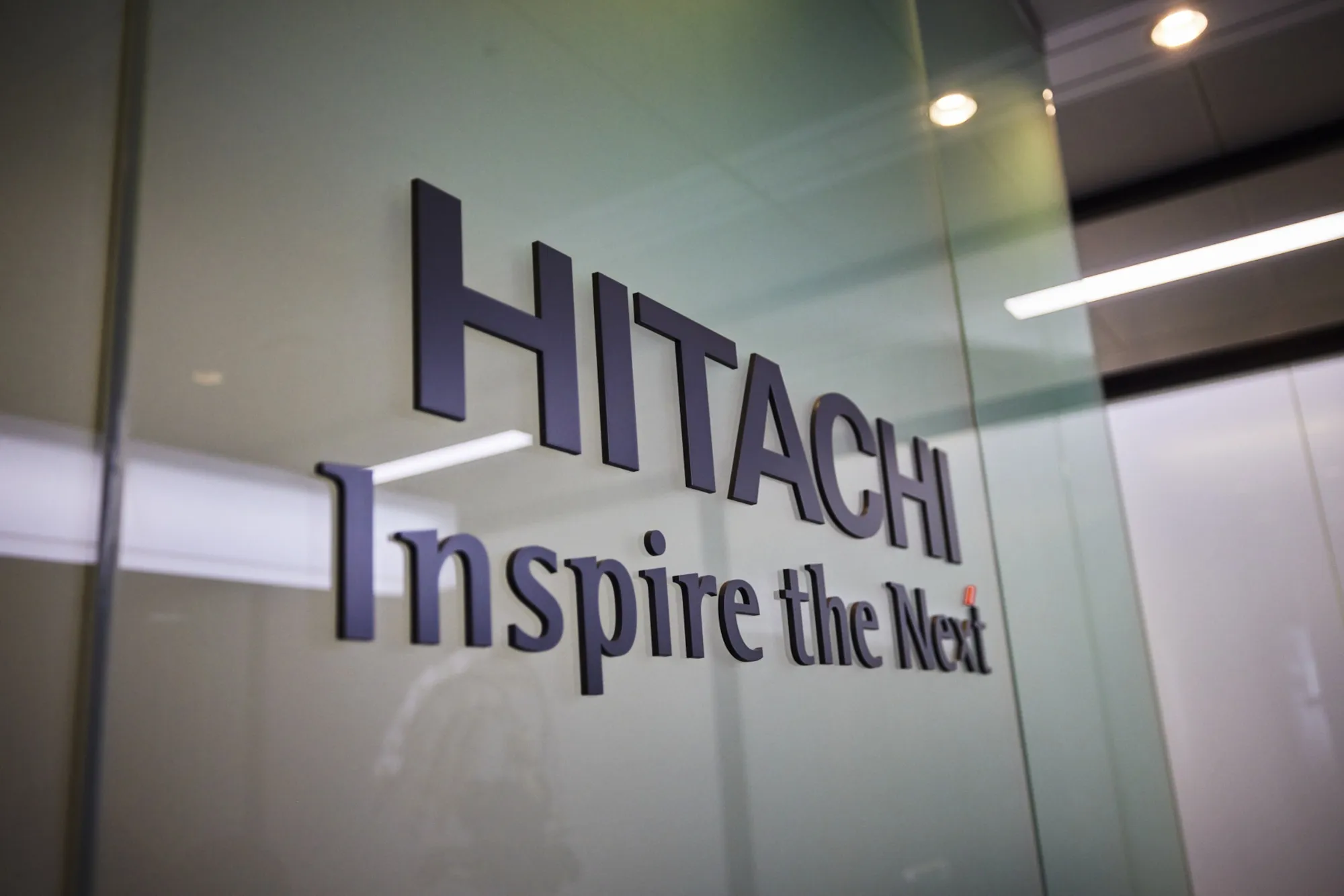 The logo of Hitachi Ltd. displayed at the company's headquarters in Tokyo, Japan, on Jan. 18, 2022.&nbsp;