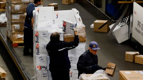 A FedEx Corp. distribution hub at Los Angeles International Airport.