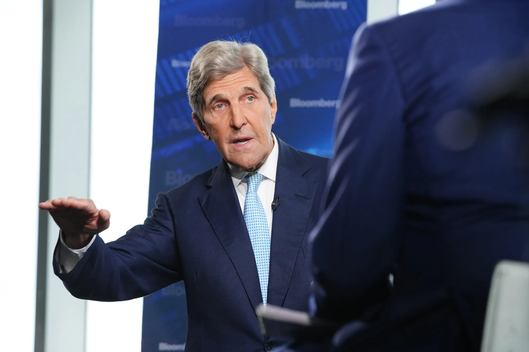 John Kerry speaks during a Bloomberg Television interview in New York on Sept. 22.