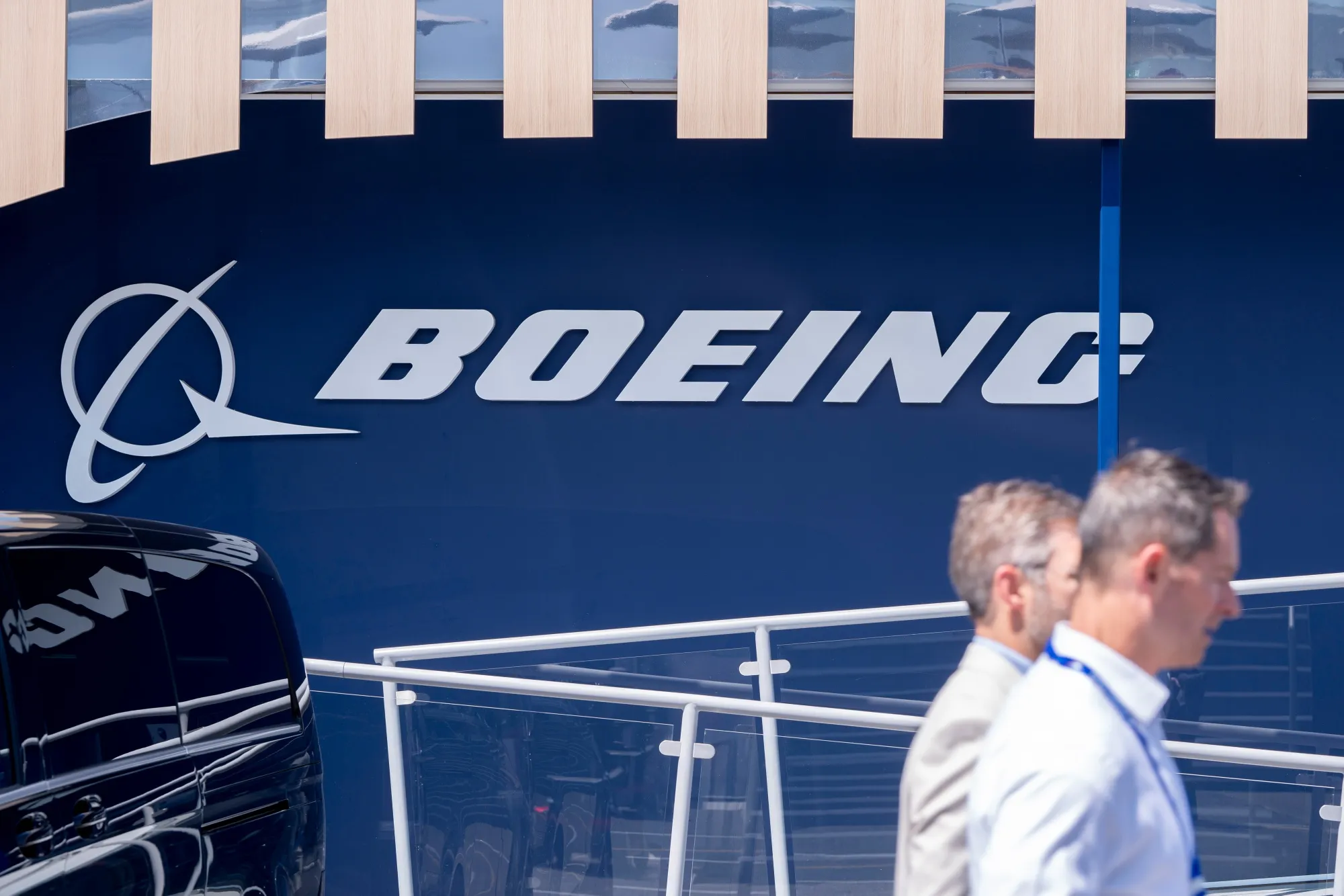 The Boeing pavilion at the Paris Air Show on June 18, 2025.