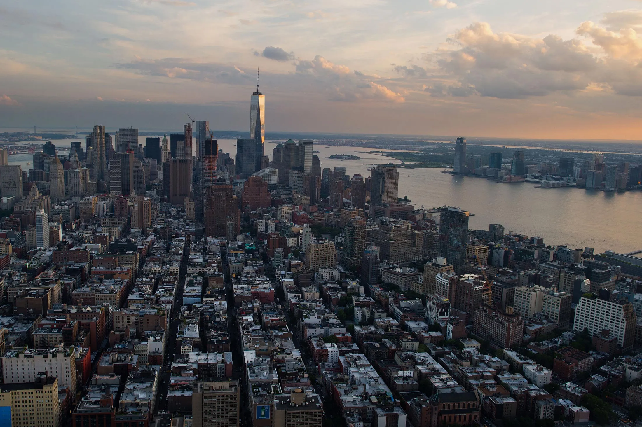 View of Lower Manhattan in aerial photographs in New York, U.S., on Friday, June 19, 2015.
