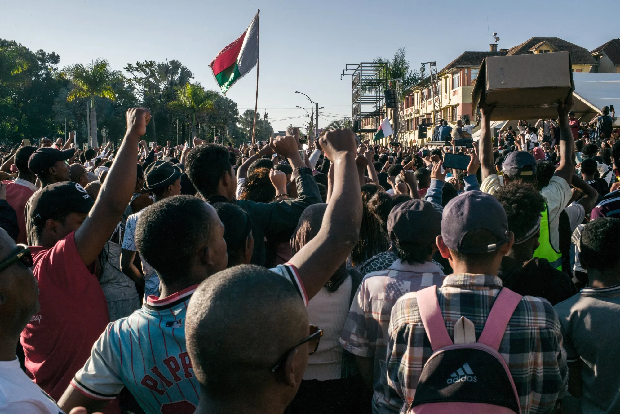 Protesters&nbsp;outside City Hall in Antananarivo, on Oct. 13.