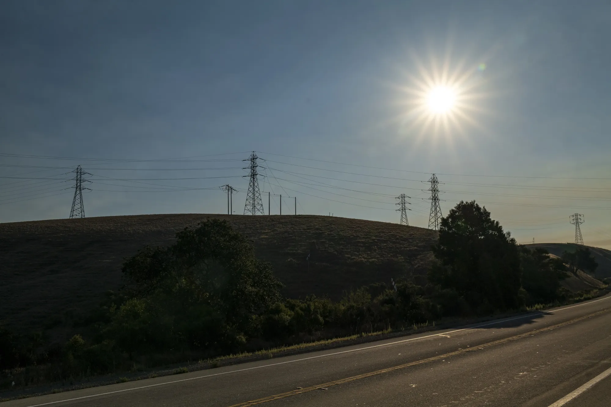 Transmission towers in Crockett, California.