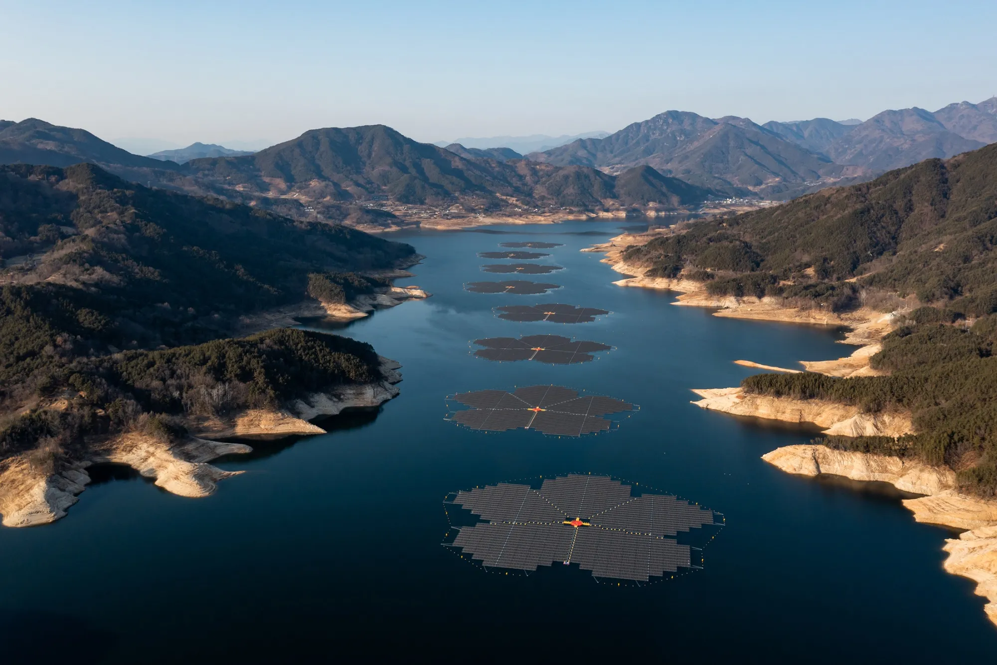 Floating solar panels in South Korea.