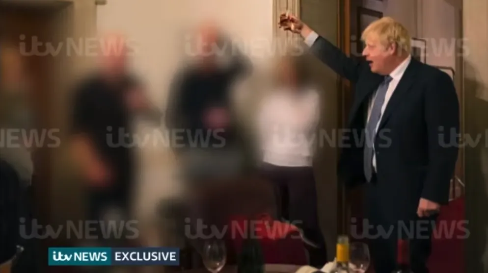 Boris Johnson during a Downing Street gathering, on Nov. 13, 2020.