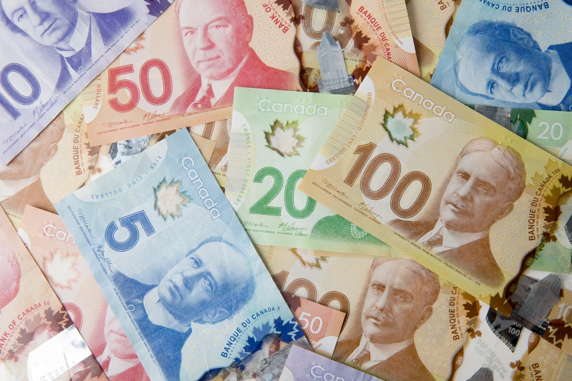 Canadian dollar banknotes.