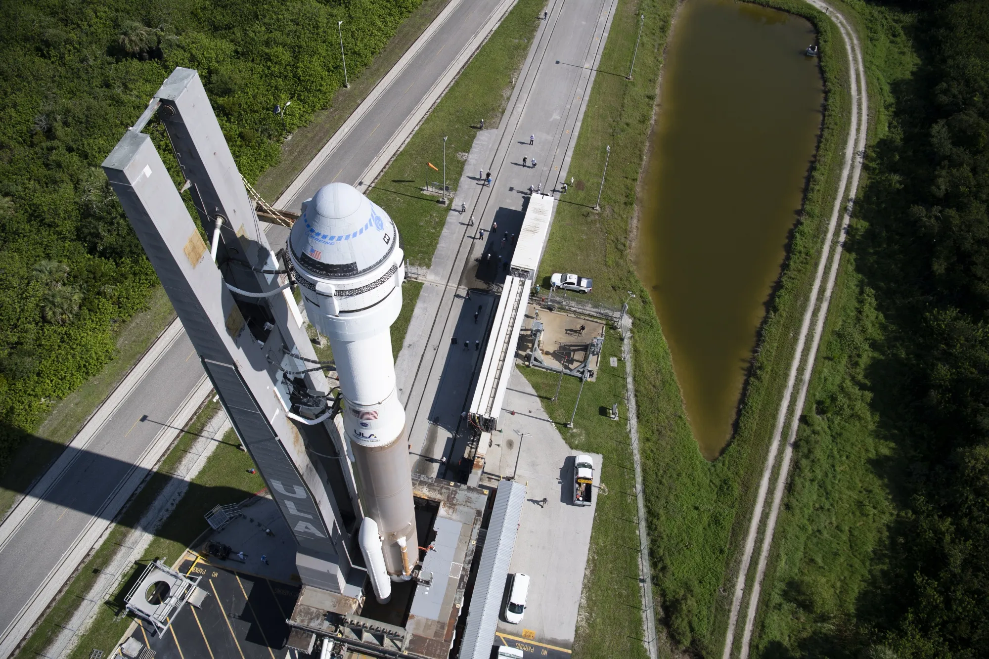 A United Launch Alliance Atlas V rocket with the Boeing Starliner spacecraft&nbsp;at Cape Canaveral Space Force Station in Florida.&nbsp;