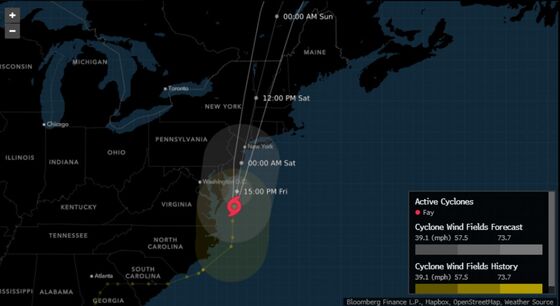 Tropical Storm Fay Comes Ashore in New Jersey on Way to New York