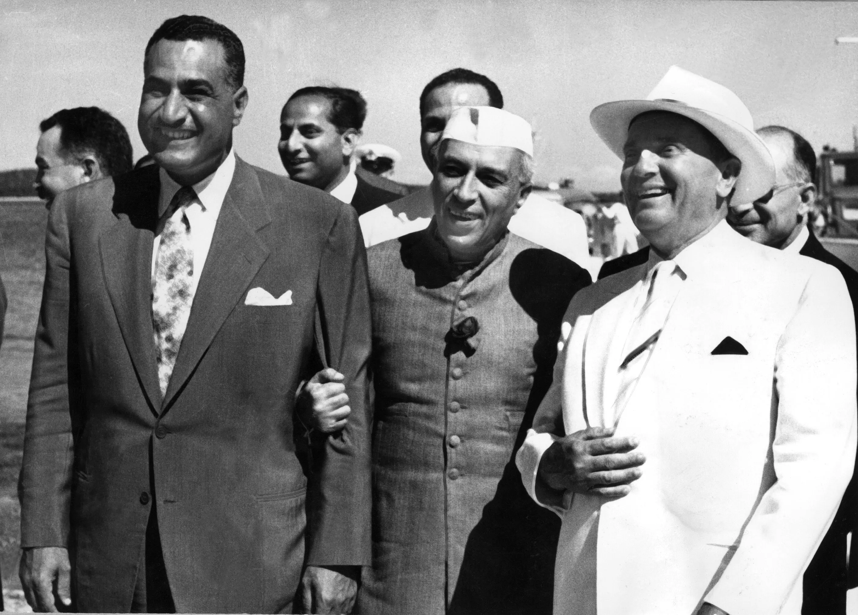 Nonaligned lineup: Tito, Nehru, Nasser.