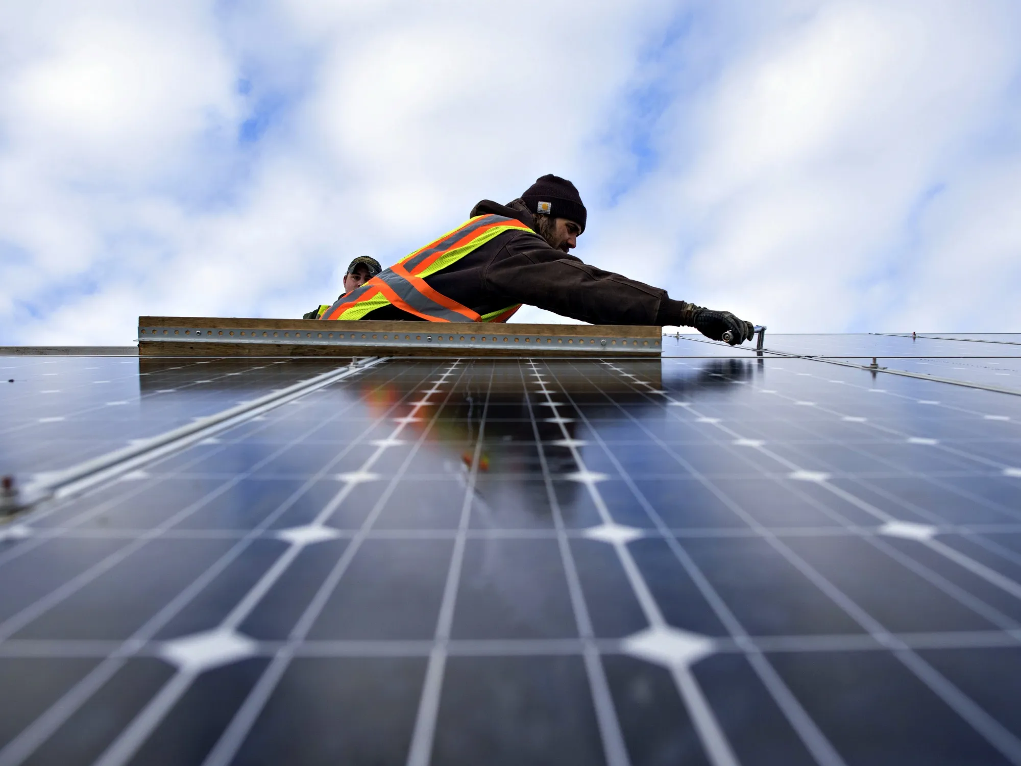Construction of a solar array.
