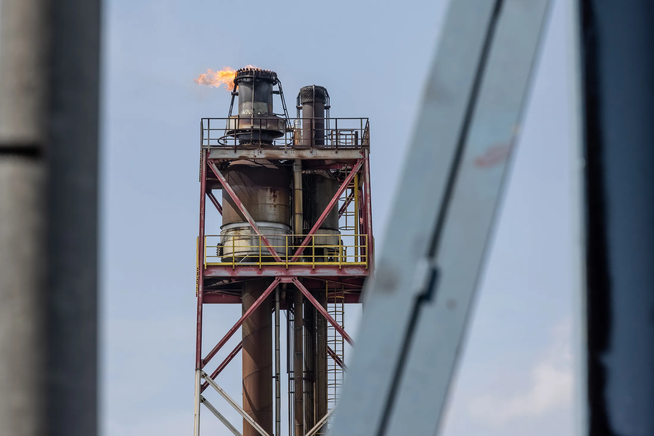 A gas flare at the&nbsp;Duna oil refinery in Szazhalombatta, Hungary.&nbsp;