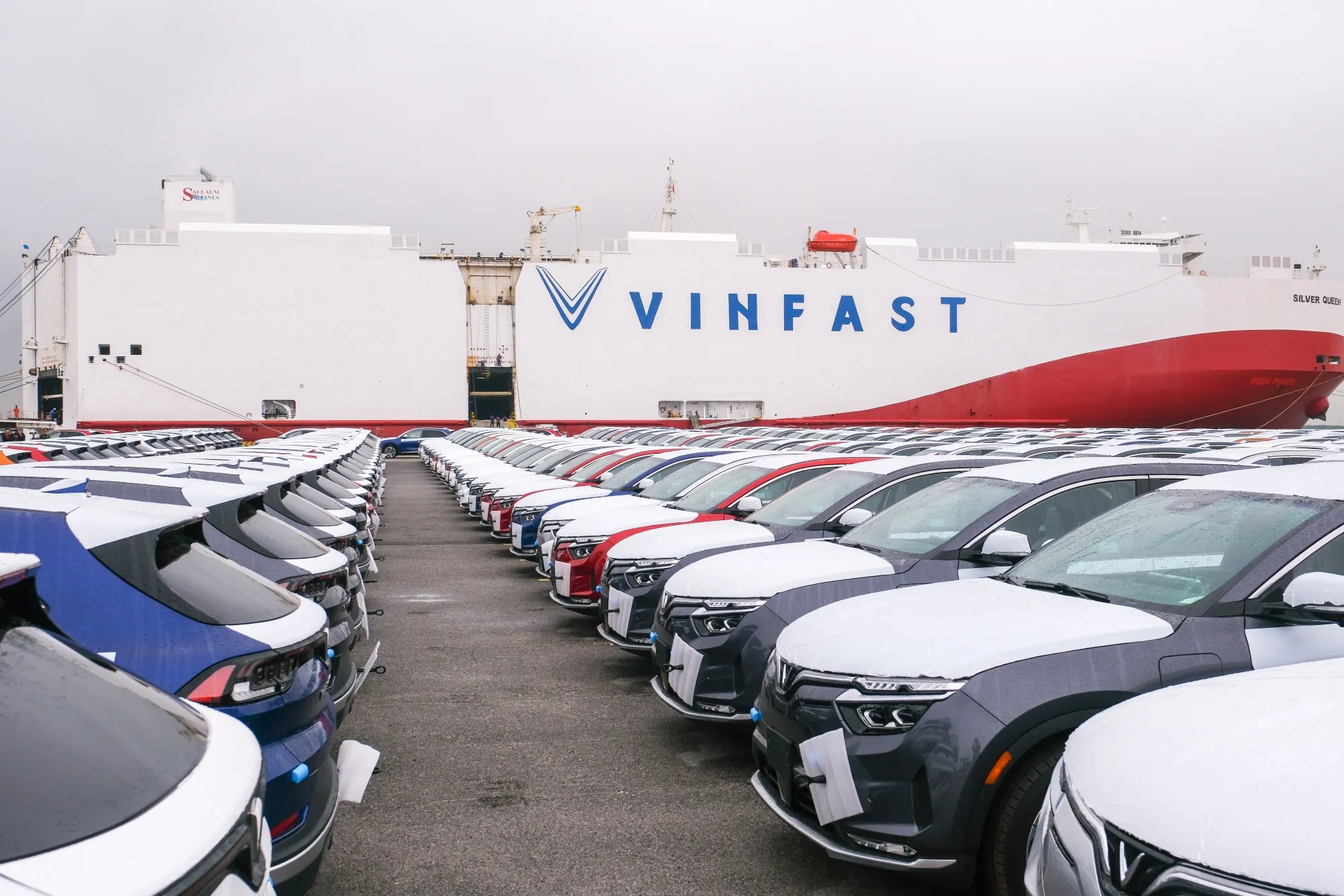 VinFast&nbsp;vehicles at the port in Haiphong, Vietnam.