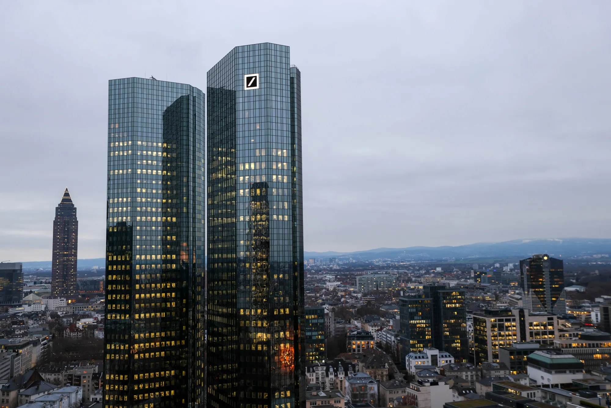 The headquarters of Deutsche Bank AG in the financial district of Frankfurt, Germany.