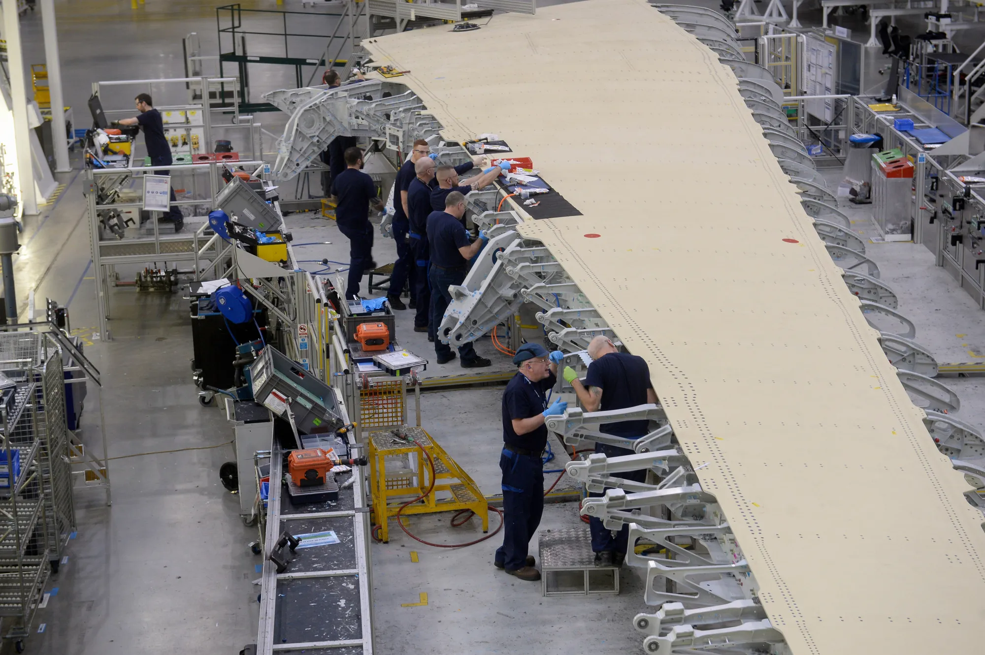 The Airbus A350 wing production line in Broughton, U.K.