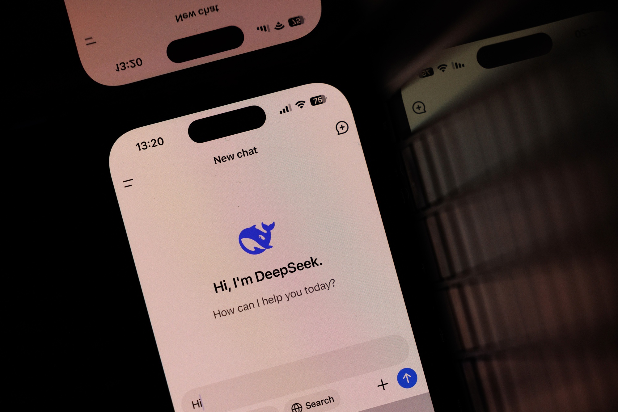 A welcome message on the DeepSeek artificial intelligence mobile app.